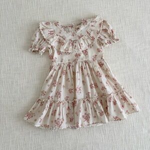 Charming Floral Kids Dress - Cream and Pink